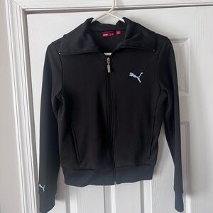 Puma Women’s Black Jacket with Light Blue Logo